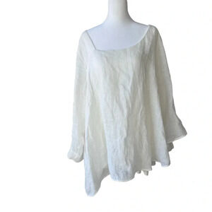 Soft Surroundings 100% Linen Long Sleeve White Tunic Blouse womens size 3X